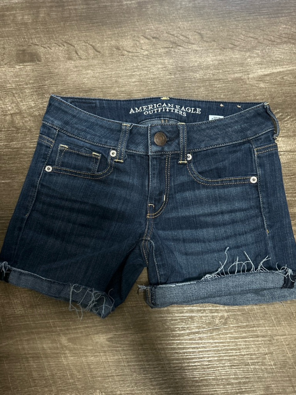 American Eagle Outfitters Indigo Denim Shorts with Contrast Stitching